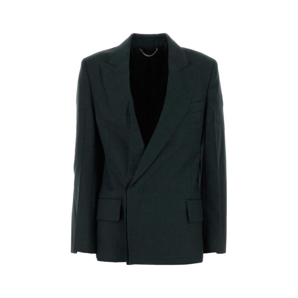 Victoria Beckham Women Bottle Green Wool Blazer